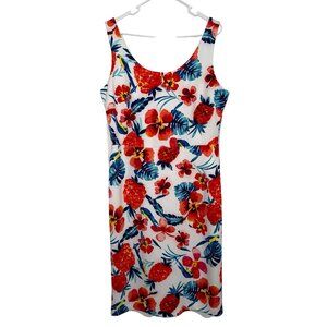 Betsey Johnson Dress Women’s White Scuba Sheath Sleeveless Floral  Sz 16